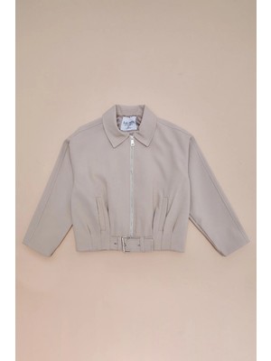 FullaModa Kemerli Pileli Oversize Kız Çocuk Trençkot