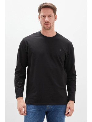 FullaModa Baskılı Bisiklet Yaka Sweatshirt