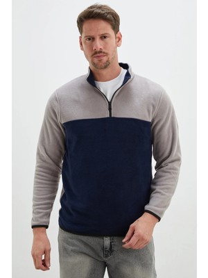 FullaModa Yarım Fermuarlı Regular Fit Polar Sweatshirt