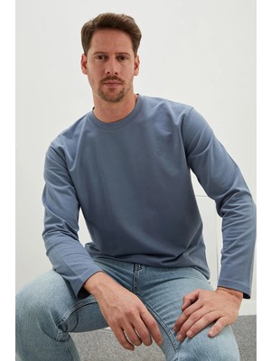 FullaModa Baskılı Bisiklet Yaka Sweatshirt