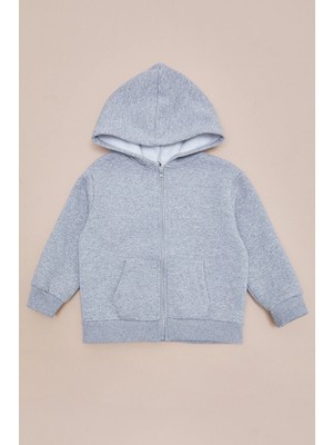 FullaModa 3 Iplik Kapüşonlu Fermuarlı Unisex Çocuk Sweatshirt