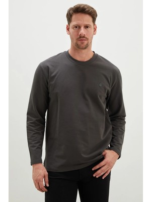 FullaModa Baskılı Bisiklet Yaka Sweatshirt