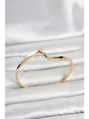 Marsilyan™- Gold Renk Pirinç Zikzak Model Kadın Bileklik