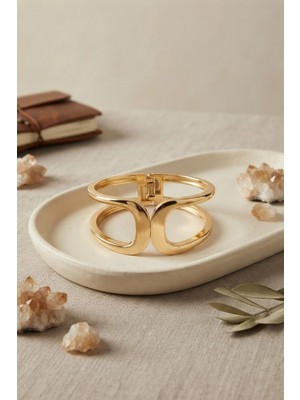 Gees Global  Gold Renk Pirinç Manşet Model Vintage Kelepçe Bilezik