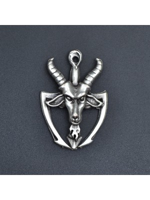 Alooya Baphomet Pagan - Keçi Şeytan Gümüş Kaplama Kolye Ucu