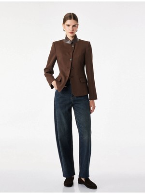 Koton Slim Fit Kahverengi Kadın Ceket 7WAK50014PW