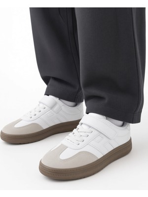 Mcdark Çocuk Cırt ve Lastik Bağcıklı Sneaker Ayakkabı-Beyaz