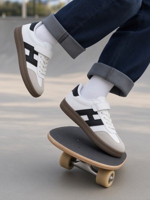 Mcdark Çocuk Cırt ve Lastik Bağcıklı Sneaker Ayakkabı-Buz