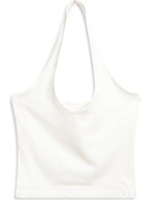 LTB Halter Yaka Crop Beyaz Atlet