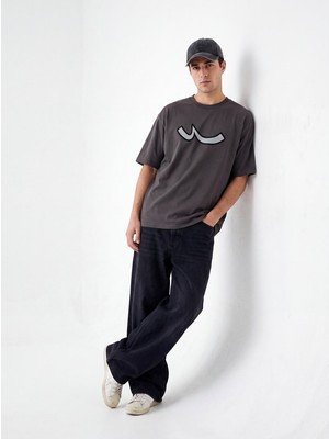 LTB Relaxed Fit Sign Baskılı Antrasit T-Shırt