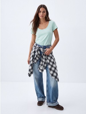 LTB Regular Fit U Yaka Basic Yeşil T-Shırt
