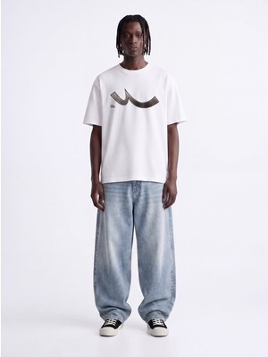 LTB Relaxed Fit Sign Baskılı Beyaz T-Shırt