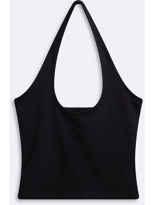 LTB Halter Yaka Crop Siyah Atlet