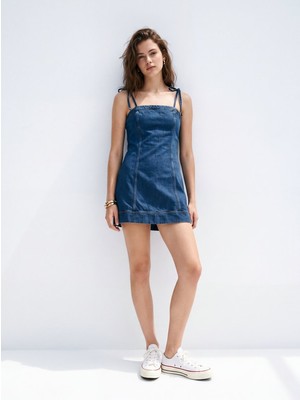 LTB Nınna Askılı Mid Indigo Mini Elbise