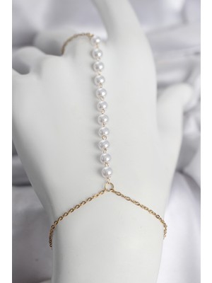 Inure Jewelry 316L Çelik Gold Renk Sıralı Incili Model Kadın Şahmeran