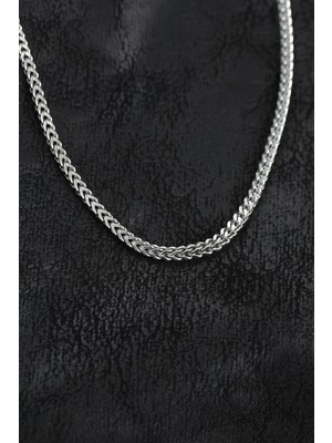Inure Jewelry 316L Çelik Gümüş Renk Foxtail Model Zincir Erkek Kolye