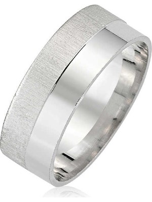 Inure Jewelry Gümüş Mat Parlak Alyans