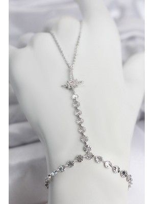 Inure Jewelry Gümüş Renk Pirinç Kutup Yıldızı Zirkon Taşlı Şahmeran