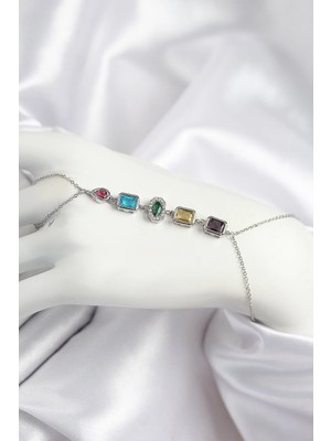 Inure Jewelry Pirinç Renkli Zirkon Taşlı Model Gümüş Renk Şahmeran