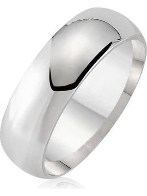 Inure Jewelry Düz Bombeli Gümüş Alyans - 6 mm