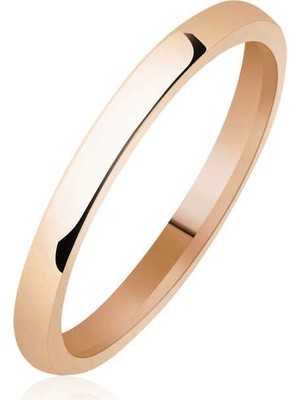 Inure Jewelry 2 mm Düz Bombeli Rose Gümüş Alyans