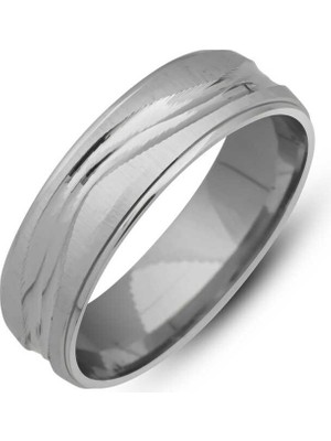 Inure Jewelry Gümüş Desenli Rodyum Alyans