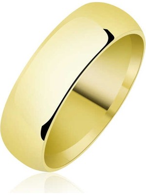 Inure Jewelry 6 mm Düz Bombeli Gold Gümüş Alyans