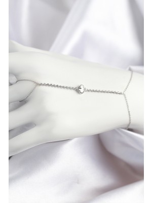 Inure Jewelry Pirinç Zirkon Taşlı Yonca Model Gümüş Renk Şahmeran