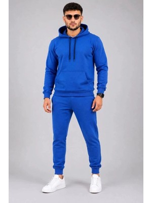 Zenviaa Erkek Iki Iplik Kapüşonlu Kanguru Cepli Sweatshirt Jogger Pantolon Alt Üst Eşofman Tak