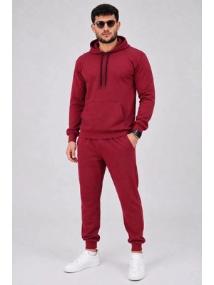 Zenviaa Erkek Iki Iplik Kapüşonlu Kanguru Cepli Sweatshirt Jogger Pantolon Alt Üst Eşofman Tak
