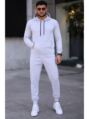 Zenviaa Erkek Iki Iplik Kapüşonlu Kanguru Cepli Sweatshirt Jogger Pantolon Alt Üst Eşofman Tak