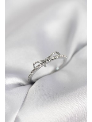 Inure Jewelry Fiyonk Model Zirkon Taşlı Gümüş Renk Kadın Yüzük