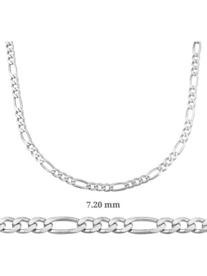 Inure Jewelry 7.20 mm Gümüş Figaro Zincir - 200 Mikron