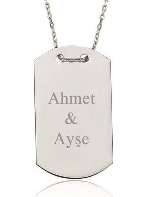 Inure Jewelry Gümüş İsimli Asker Künyesi Bayan Kolye