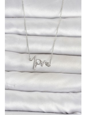 Inure Jewelry Pirinç Gümüş Renk Kalp Ritmi Model Kadın Kolye