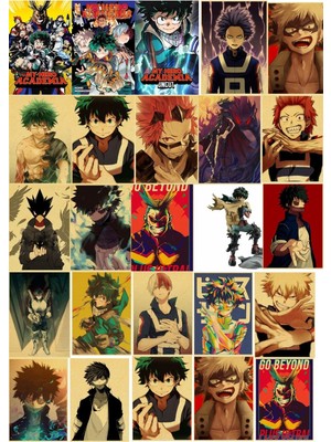 Çılgıntrend Boku No Hero Academia  - Anime Duvar Retro Poster 34 Adet -10CM*15CM