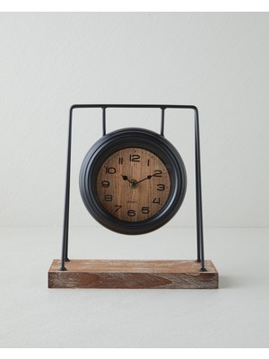 English Home Lena Ahşap Masa Saati 25X10,5X27 cm Siyah