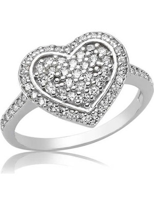 Inure Jewelry Gümüş Kalpli Bayan Yüzük