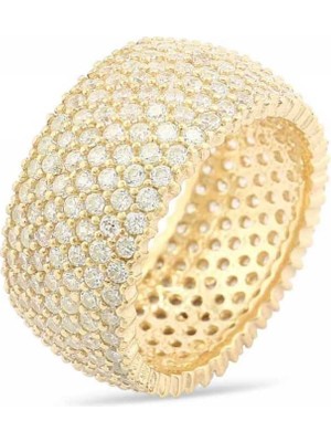 Inure Jewelry Gümüş 7 Sıra Altın Kaplama Tamtur Bayan Yüzük