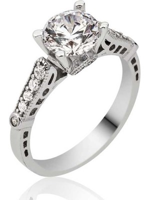 Inure Jewelry Gümüş Tek Taş Bayan Yüzük