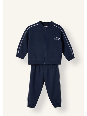DeFacto 2'li Takım Baskılı Fermuarlı Sweatshirt Eşofman Altı Erkek Bebek I0150A526AU