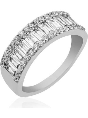 Inure Jewelry Gümüş Sıralı Baget Taşlı Bayan Yüzük