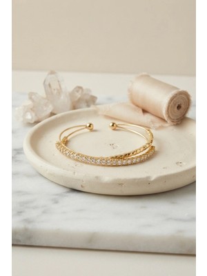 Marsilyan Mey Ithalat® Gold Renk Zirkon Taşlı Dorikalı Model Kadın Bileklik