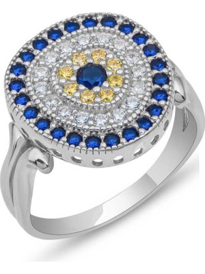 Inure Jewelry Gümüş Oval Nazarlı Kadın Yüzük