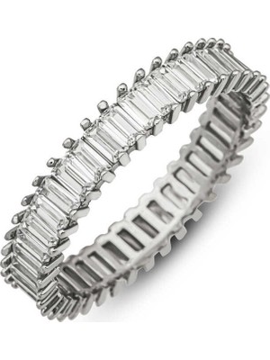 Inure Jewelry Gümüş Baget Taşlı Tamtur Kadın Yüzük