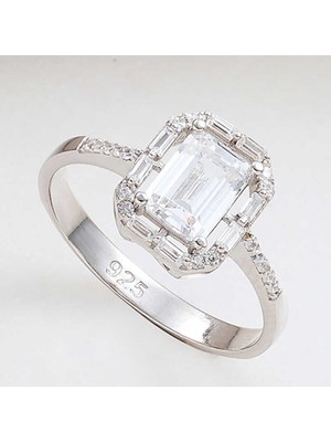 Inure Jewelry Gümüş Beyaz Baget Taşlı Kadın Yüzük