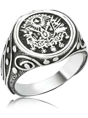Inure Jewelry Gümüş Osmanlı Devlet Armalı Erkek Yüzük