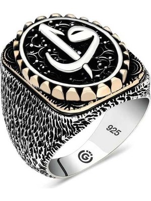 Inure Jewelry Gümüş Elif Vav Oval Erkek Yüzük
