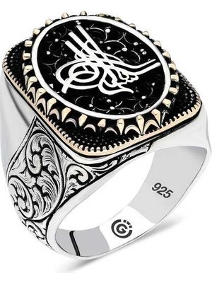 Inure Jewelry Gümüş Tuğra Oval Erkek Yüzük