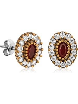 Inure Jewelry Gümüş Otantik Oval Çivili Bayan Küpe